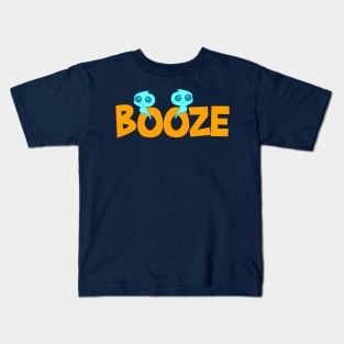 Boo-ze cute ghost cartoon blue orange typography Kids T-Shirt